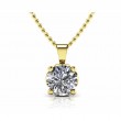 1ct Real Diamond Set In Lotus Flower Shaped 14k Gold Solitaire Pendant With 18 Yellow Gold Chain