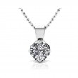 1/2ct Real Diamond Set In A Flower Blossom 14k Gold Solitaire Pendant With 18 White Gold Chain