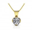 1ct Real Diamond Set In A Flower Blossom 14k Gold Solitaire Pendant With 18 Yellow Gold Chain