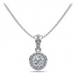 3/8ct Real Diamond Center Set In 14k Gold Halo Setting With Bail And 18 White Gold Chain Total Weight 1/2ct