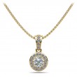 1/4ct Real Diamond Center Set In 14k Gold Halo Setting With Bail And 18 Yellow Gold Chain Total Weight 1/3ct
