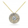 1/3ct Real Diamond Center set in 14K dual halo setting with 18 Yellow Gold chain. Total weight 1/2ct.