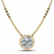 1.50ct Real Diamond Set In 14k Bezel Setting With 18 Yellow Gold Chain