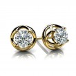 1.00ct Glittering Round Real Diamond Set In A Contemporary V Shaped 14k Yellow Gold Mounting With Eversafe Screwbacks