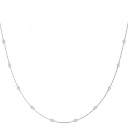 0.25ct Real Diamond On A Rope "18" In 14k White Gold