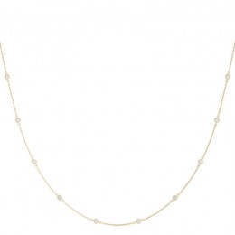 0.25ct Real Diamond On A Rope "18" In 14k Yellow Gold