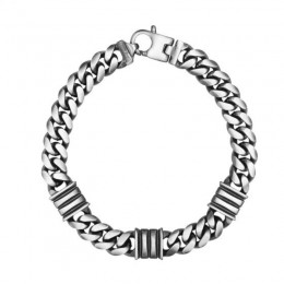 Silver 9.2mm Gunmetal Triple Bar Station Bracelet