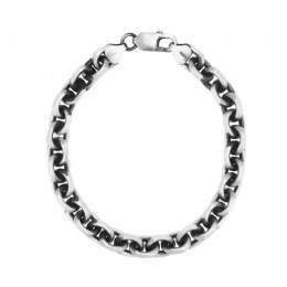Silver 7.7mm Gunmetal Anchor Chain Bracelet