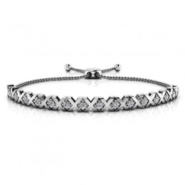 0.40ct Real Diamond X-O Bolero Adjustable Bracelet In 14k White Gold