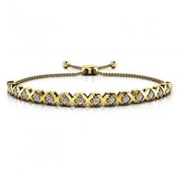 0.40ct Real Diamond X-O Bolero Adjustable Bracelet In 14k Yellow Gold