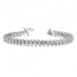 2.00ct Real Diamond Swirling S Link tennis Bracelet In 14k White Gold