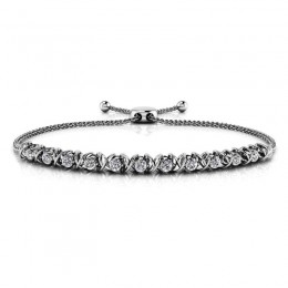 0.75ct Real Diamond X-O Bolero Adjustable Bracelet In 14k White Gold