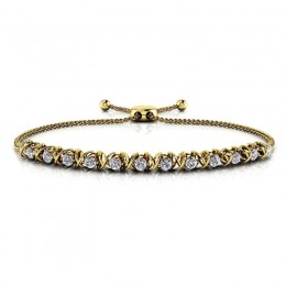 0.75ct Real Diamond X-O Bolero Adjustable Bracelet In 14k Yellow Gold