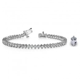 4.00ct Real Diamond Unique 2 Prong Tennis Bracelet In 14k White Gold