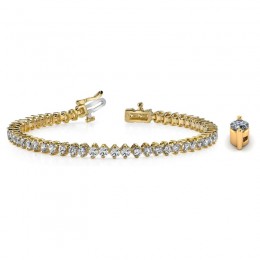 3.00ct Real Diamond Unique 2 Prong Tennis Bracelet In 14k Yellow Gold