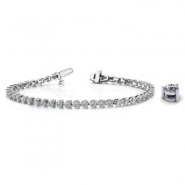 2.00ct Real Diamond Classic 3 Prong Tennis Bracelet In 14k White Gold