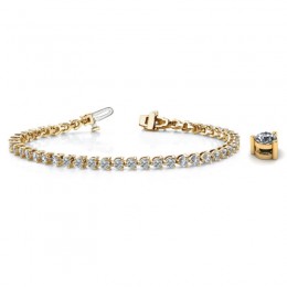3.00ct Real Diamond Classic 3 Prong Tennis Bracelet In 14k Yellow Gold