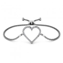 1.00ct Real Diamond X-O Bolero Adjustable Bracelet In 14k White Gold