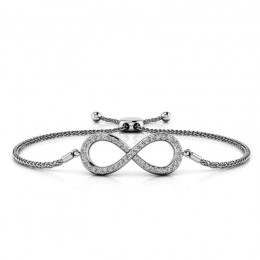 0.33ct Real Diamond Infinity Bolero Adjustable Bracelet In 14k White Gold