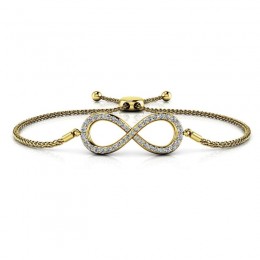 0.33ct Real Diamond Infinity Bolero Adjustable Bracelet In 14k Yellow Gold