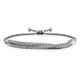 1.50ct Real Diamond Twin Strand Adjustable Bracelet In 14k White Gold