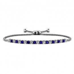 1.50ct Real Diamond & Sapphire Bolero Adjustable Bracelet In 14k White Gold