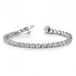 1.00ct Real Diamond Classic S Link tennis Bracelet In 14k White Gold