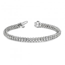 4.00ct Real Diamond 3diamond Link Tennis Bracelet In 14k White Gold