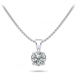 1/4ct Real Diamond Set In A 14k Gold Classic Basket Setting Solitaire Pendant With 18" White Gold Chain