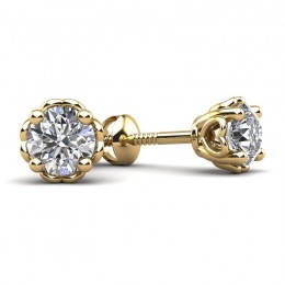 2.00ct Beautiful Round Real Diamond Set In 14k Yellow Gold Mounting With A Heart Accent