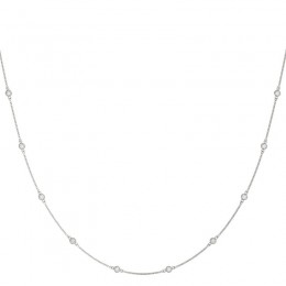 0.50ct Real Diamond On A Rope "18" In 14k White Gold