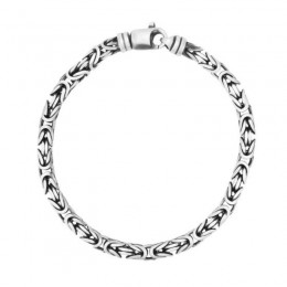 Silver 5mm Gunmetal Byzantine Chain Bracelet