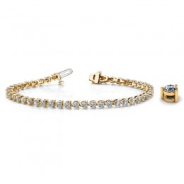 5.00ct Real Diamond Classic 3 Prong Tennis Bracelet In 14k Yellow Gold