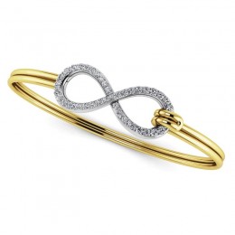 0.33ct Real Diamond Infinity Flexible Bangle Bracelet In 14k Yellow Gold