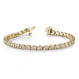 3.00ct Real Diamond Classic S Link tennis Bracelet In 14k Yellow Gold