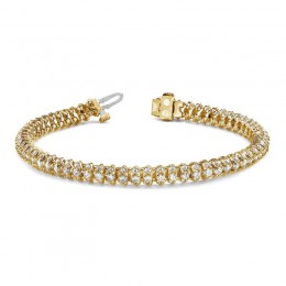 3.00ct Real Diamond 3diamond Link Tennis Bracelet In 14k Yellow Gold