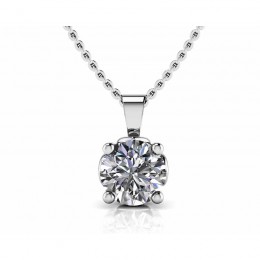 1/2ct Real Diamond Set In A Tulip Shaped 14k Gold Solitaire Pendant With 18" White Gold Chain