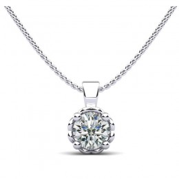 1ct Real Diamond Set In A Heart Shaped 14k Gold Solitaire Pendant With 18" White Gold Chain