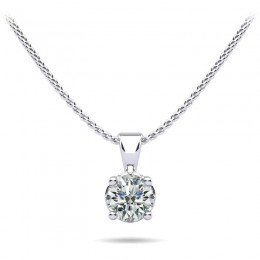 1/2ct Real Diamond Set In A 14k Gold Classic Basket Setting Solitaire Pendant With 18" White Gold Chain