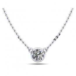 1ct solitaire Real diamond set in 14K classic 4 prong setting with 18" White gold chain