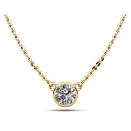 1ct solitaire Real diamond set in 14K classic 4 prong setting with 18" Yellow gold chain
