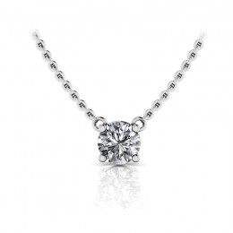 1/4ct Solitaire Real Diamond Set In 14k Classic 4 Prong Setting With 18" White Gold Chain