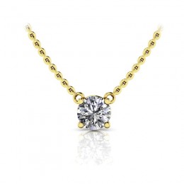 1/4ct Solitaire Real Diamond Set In 14k Classic 4 Prong Setting With 18" Yellow Gold Chain