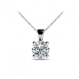 0.50ct Real Diamond Set In 14k Gold Classic Setting With Bail And 18" White Gold Chain
