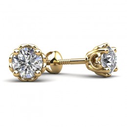 0.50ct Beautiful Round Real Diamond Set In 14k Yellow Gold Mounting With A Heart Accent