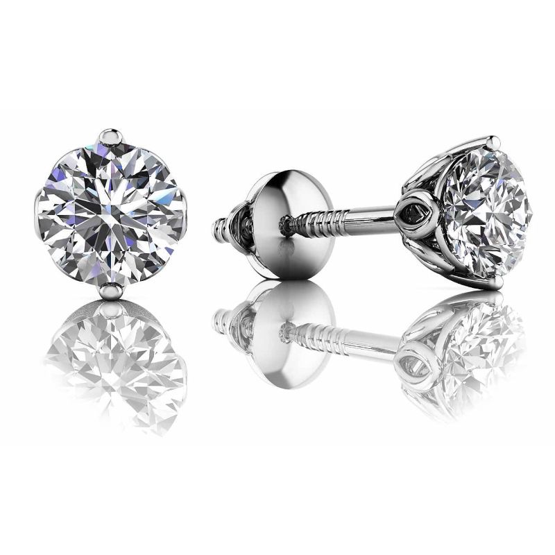 .30CT Round Brilliant Diamond 14K White Gold Earring Studs Martini  Screwbacks