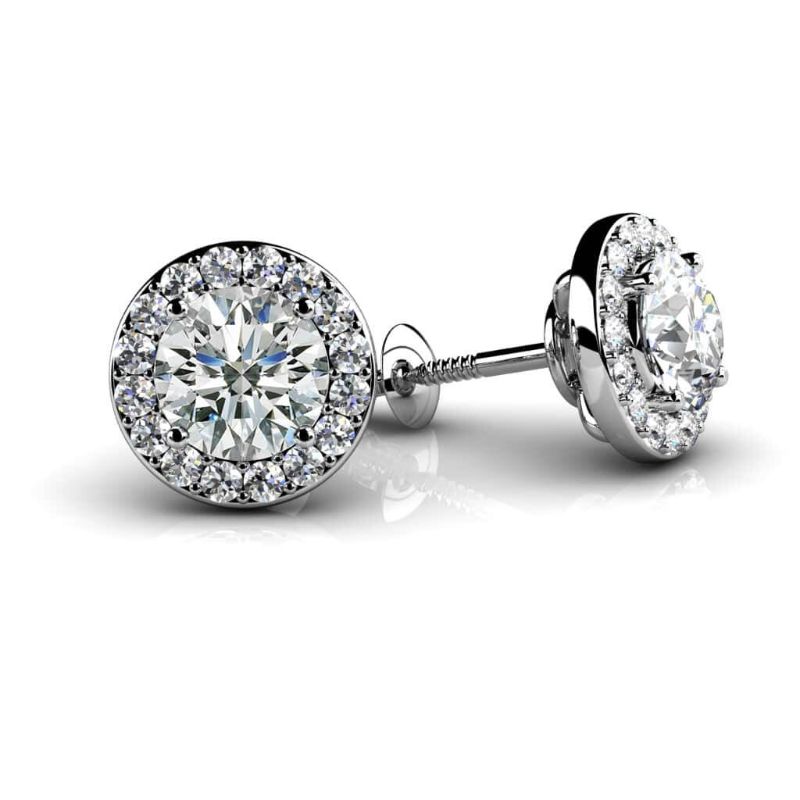 .30CT Round Brilliant Diamond 14K White Gold Earring Studs Martini  Screwbacks